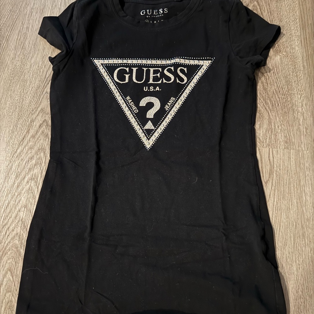 Guess Black T-Shirt with Logo Design